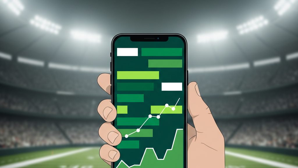 Smartphone con interfaccia di scommesse sportive in mano