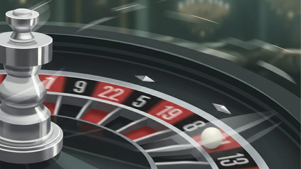 Ruota della roulette in movimento con pallina