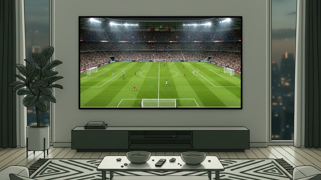 Partita di calcio in streaming sulla TV di casa